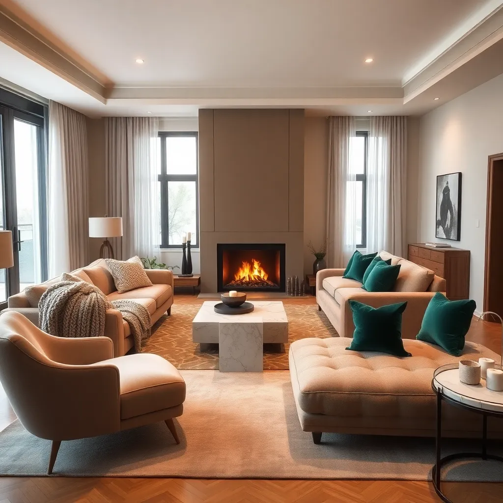 Dual-Sided Fireplace Arrangement (Cozy Ambiance)