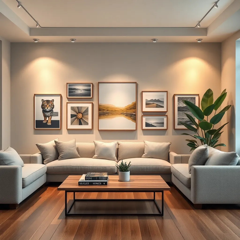 Ceiling-Mounted Spotlights (Focused Art Display)
